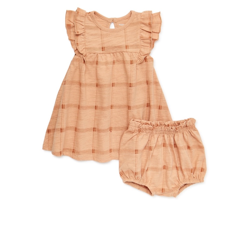17- NWT easy-peasy Baby Girls Print Dress and Diaper Cover, Size 18 months